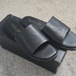 Rachel Zoe Elegant Black Leather Slides